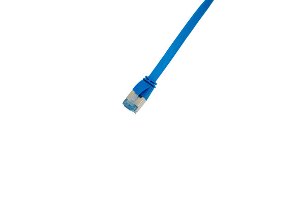 CAT6A Slimpatchkabel, U/FTP, flach, blau 0.15M